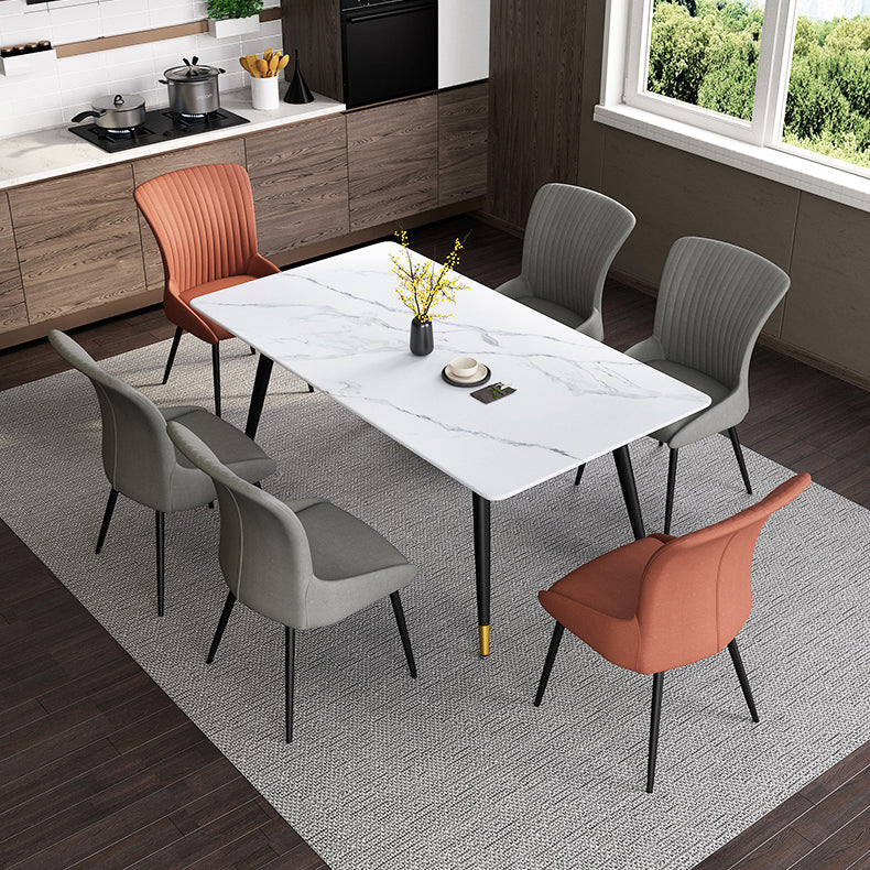 Mesa de comedor de piedra sinterizada de forma rectangular contemporánea mesa de comedor de cocina con 4 patas base