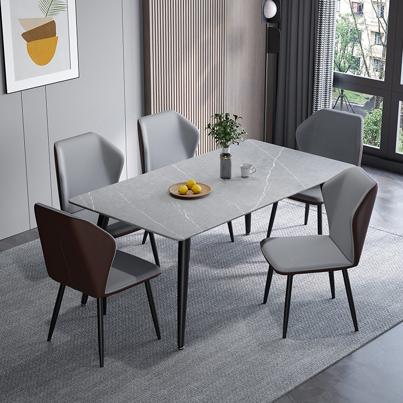 Contemporary Rectangle Shape Sintered Stone Dining Table Kitchen Dining Table with 4 Legs Base