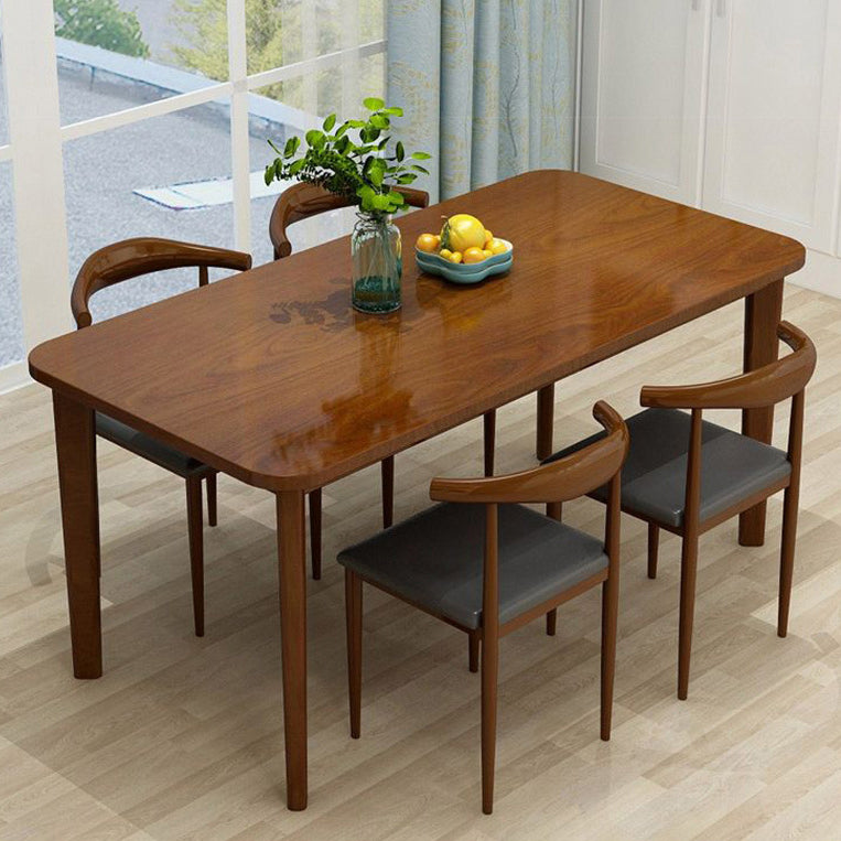 Contemporary Style Solid Wood Rectangle Dining Table 4 Legs Table for Home