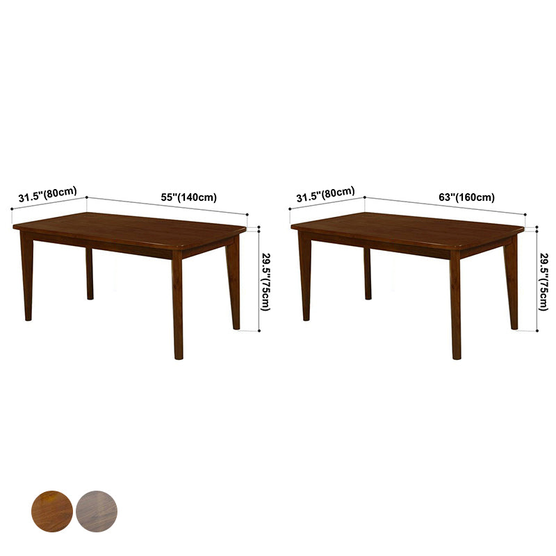 Contemporary Style Solid Wood Rectangle Dining Table 4 Legs Table for Home