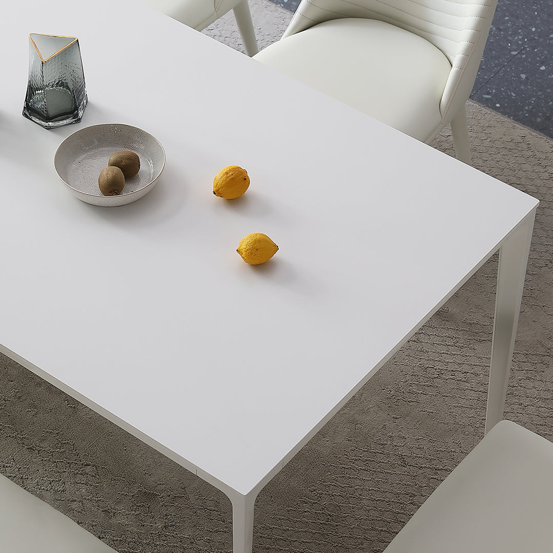 Table à manger en forme de rectangle blanc moderne