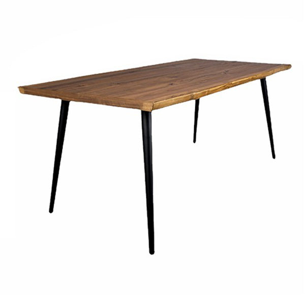 Mesa de comedor de forma de rectángulo de madera maciza minimalista Mesa de comedor de cocina marrón con 4 patas base