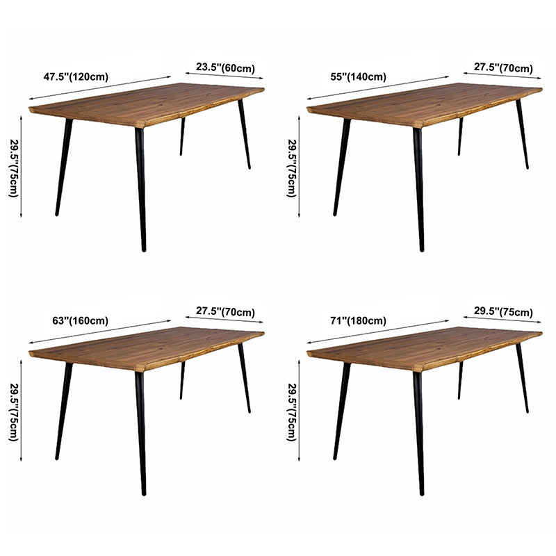 Mesa de comedor de forma de rectángulo de madera maciza minimalista Mesa de comedor de cocina marrón con 4 patas base