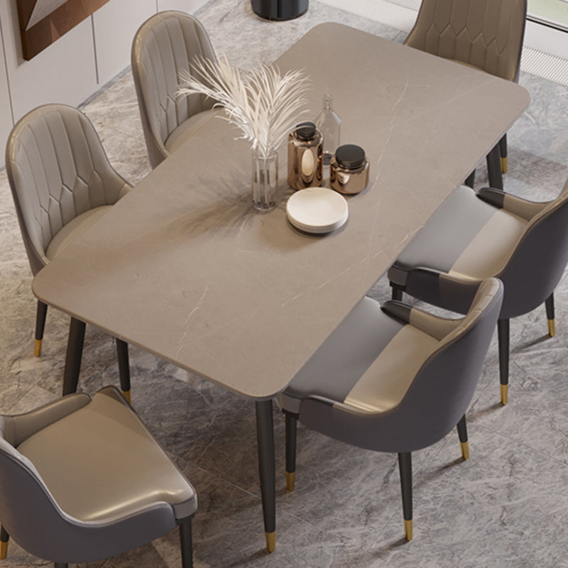 Rectangle Shape Dining Table Sintered Stone Table Modern Style with 4 Legs