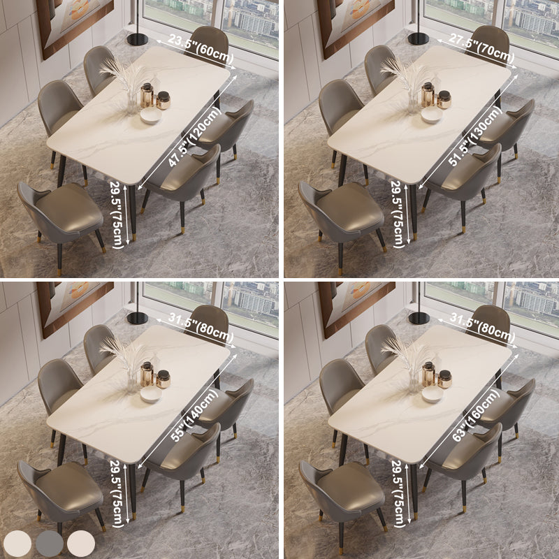 Mesa de comedor de forma rectangular Mesa de piedra sinterizada estilo moderno con 4 patas