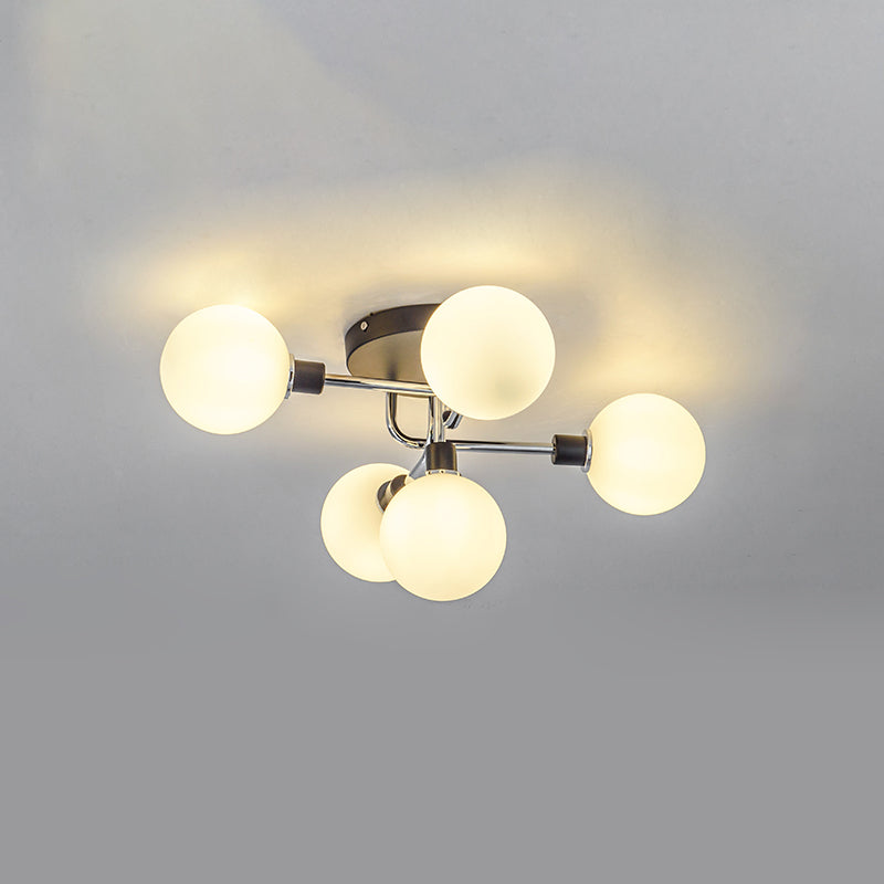 Glass Sphere Ceiling Flush Mount Light Minimalist Style Semi Flush Light Fixture