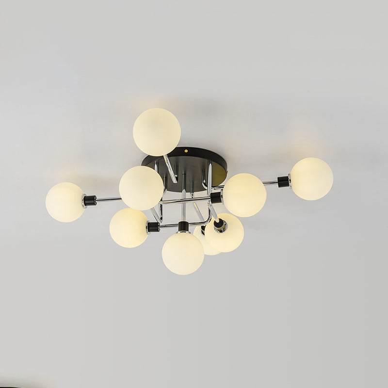 Glass Sphere Ceiling Flush Mount Light Minimalist Style Semi Flush Light Fixture