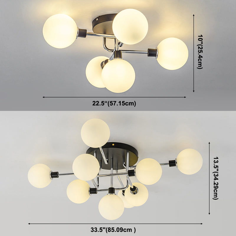 Glass Sphere Ceiling Flush Mount Light Minimalist Style Semi Flush Light Fixture