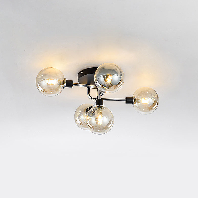 Glass Sphere Ceiling Flush Mount Light Minimalist Style Semi Flush Light Fixture