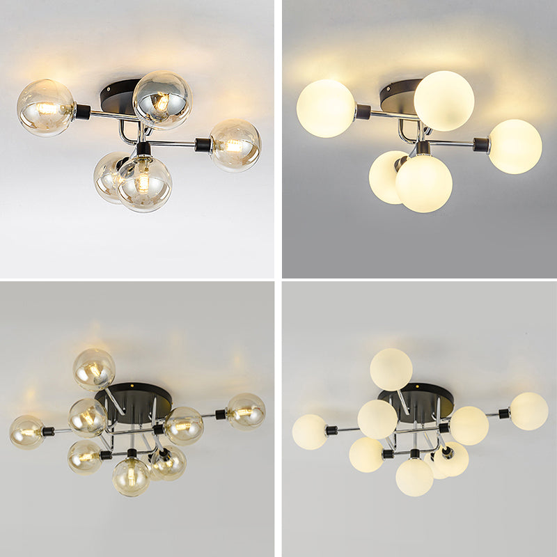 Glass Sphere Ceiling Flush Mount Light Minimalist Style Semi Flush Light Fixture