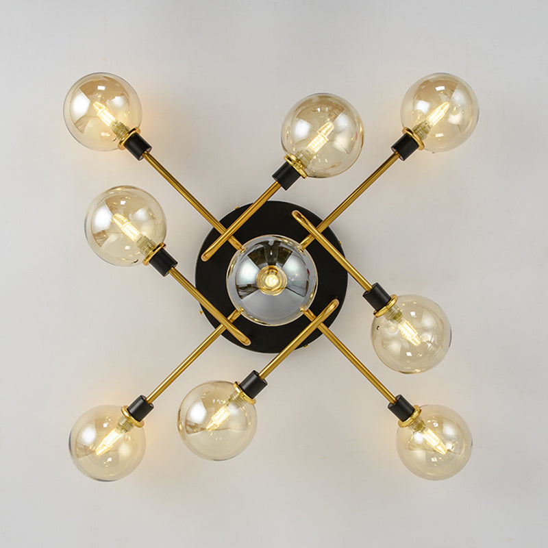 Glass Sphere Ceiling Flush Mount Light Minimalist Style Semi Flush Light Fixture