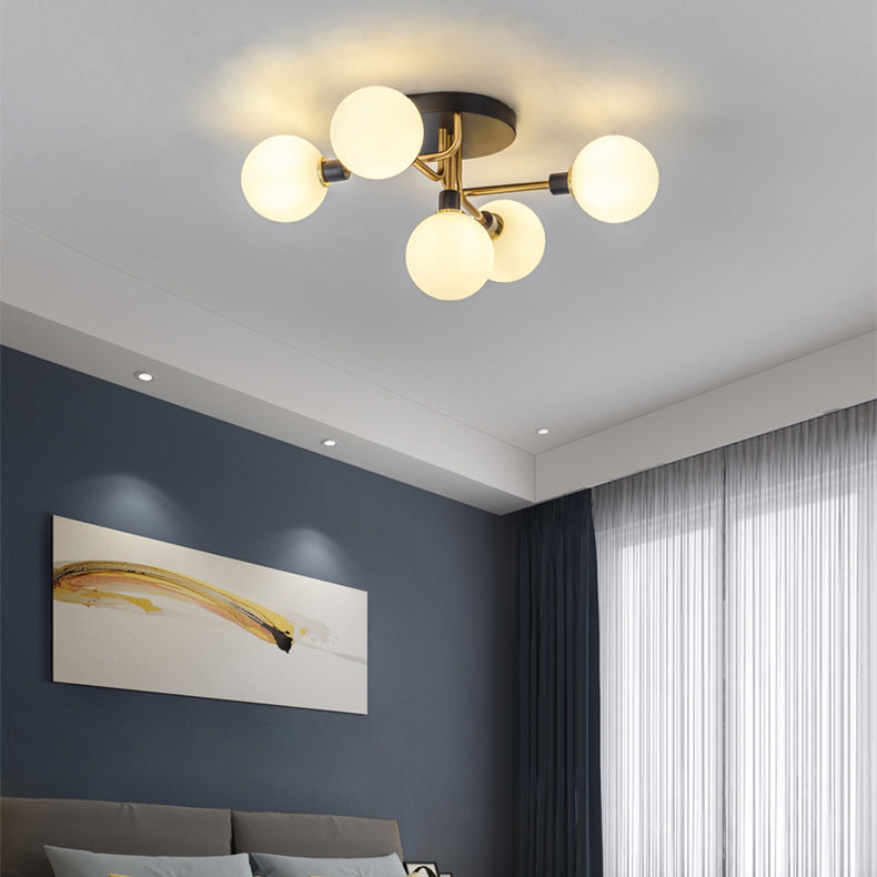 Glass Sphere Ceiling Flush Mount Light Minimalist Style Semi Flush Light Fixture