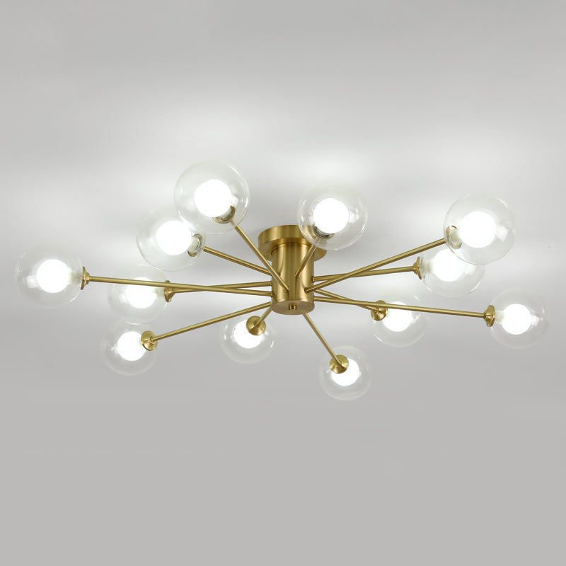 Starburst Ceiling Mount Light Fixture Nordic-Style Glass Semi Flush Mount Lighting