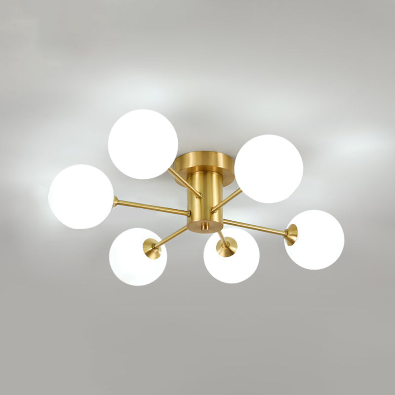 Starburst Ceiling Mount Light Fixture Nordic-Style Glass Semi Flush Mount Lighting