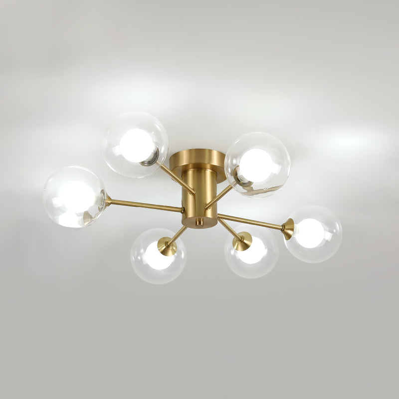 Starburst Ceiling Mount Light Fixture Nordic-Style Glass Semi Flush Mount Lighting