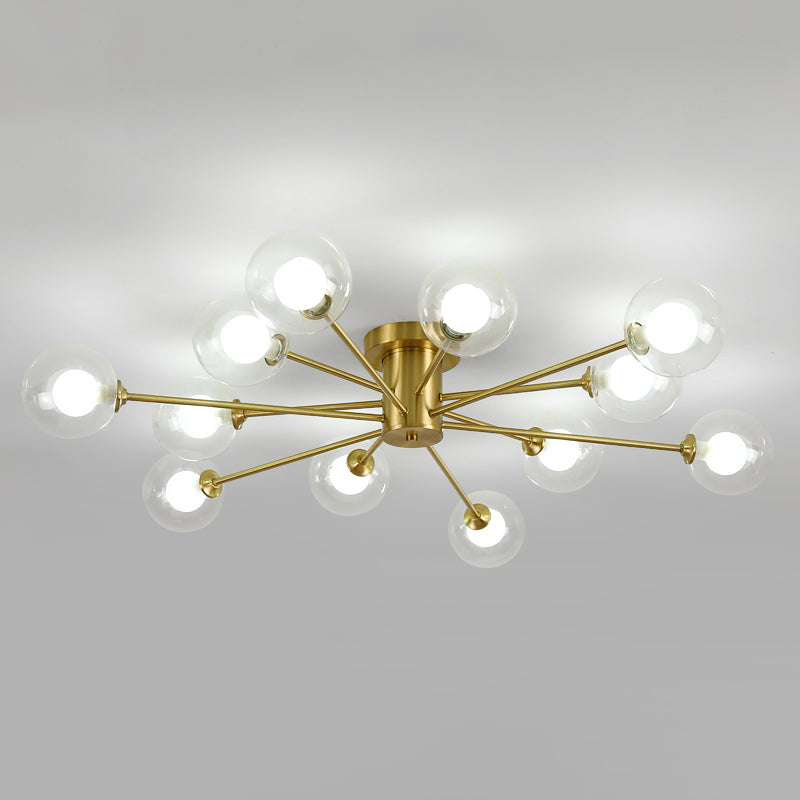 Starburst Ceiling Mount Light Fixture Nordic-Style Glass Semi Flush Mount Lighting