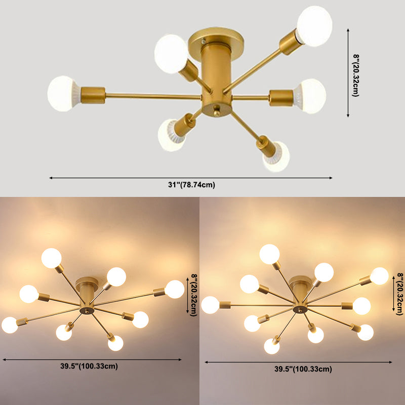 Bulbo abierto de montura de montura de montura de metal Sputnik Luz montada de techo