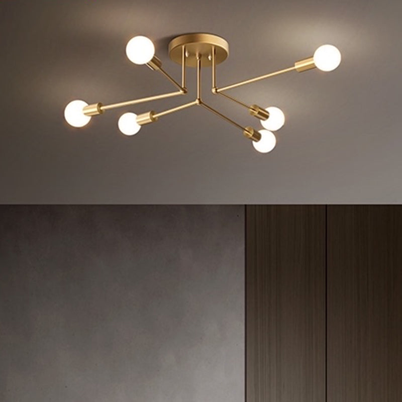 6-Licht-Flush Mount Lighting Industrial Style Sputnik Design Metall Deckenleuchte montiert