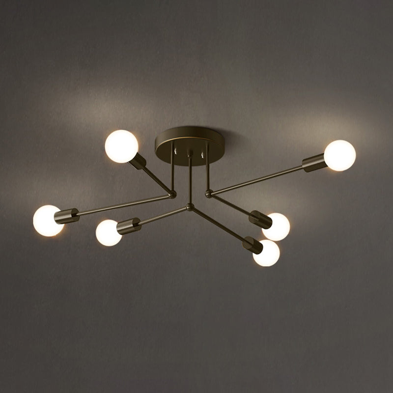 6-Licht-Flush Mount Lighting Industrial Style Sputnik Design Metall Deckenleuchte montiert