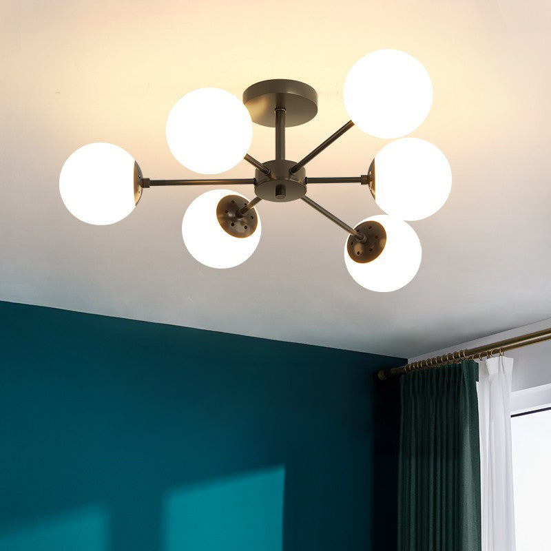 Plafond sphérique Mount Chandelier Modern Glass Toom Semi Flush Lightture en or