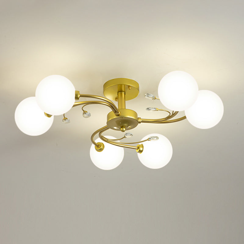 Sputnik Semi Flush Ceiling Light Fixture Modern Style Glass Ceiling Mounted Fixture