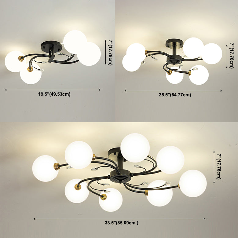 Sputnik Semi Flush Ceiling Light Fixture Modern Style Glass Ceiling Mounted Fixture