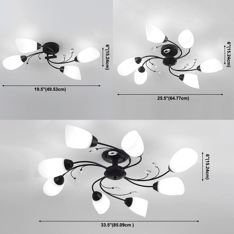 Sputnik Semi Flush Techo Luz de luz Estilo moderno Adquisición montada en el techo de vidrio