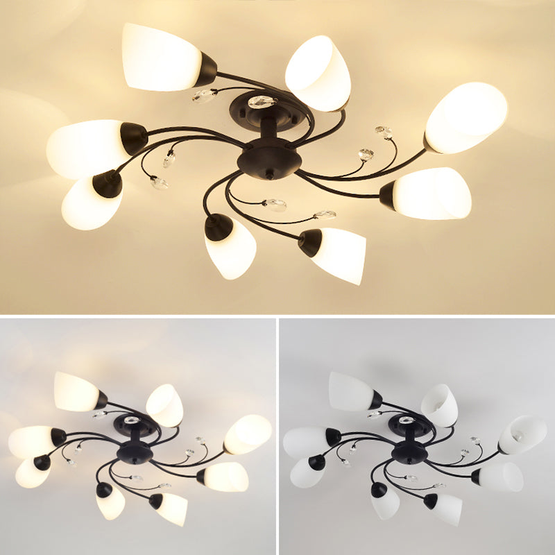 Sputnik Semi Flush Ceiling Light Fixture Modern Style Glass Ceiling Mounted Fixture