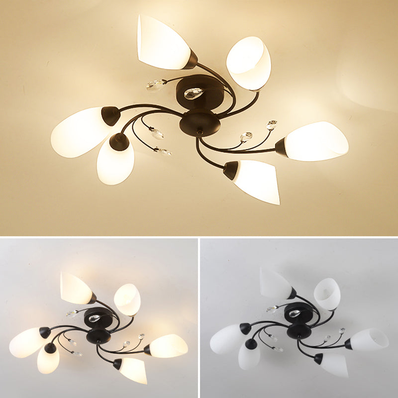 Sputnik Semi Flush Ceiling Light Fixture Modern Style Glass Ceiling Mounted Fixture