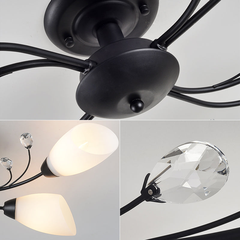 Sputnik semi -spoelplafondlamp Moderne stijl glazen plafond gemonteerd armatuur