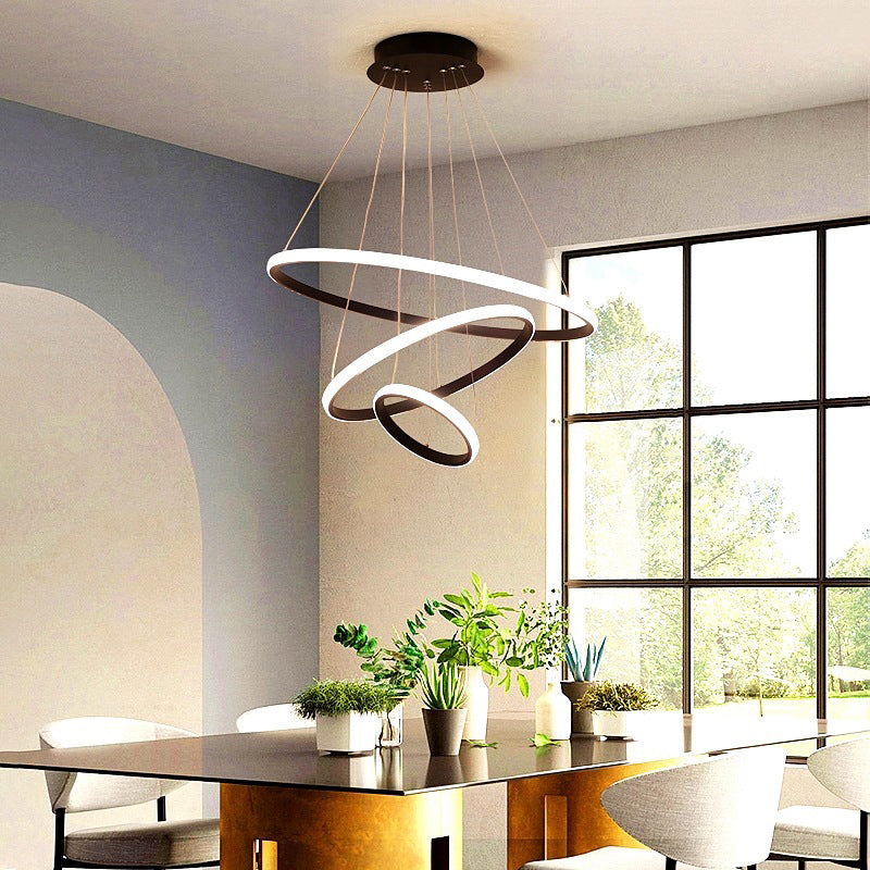 Metal Ring Pendant Lighting Modern Style Multi Lights Chandelier Light Fixtures