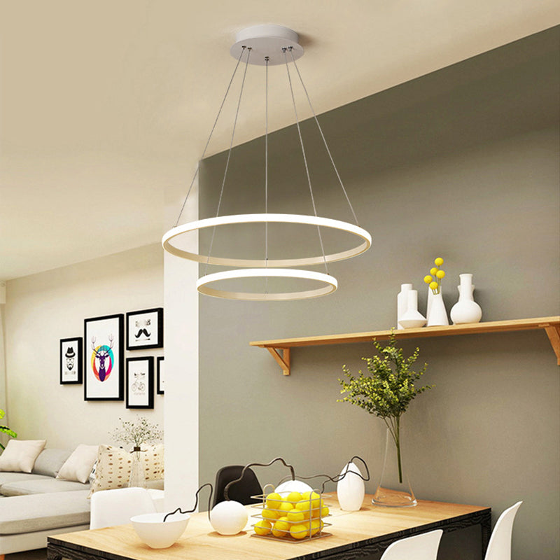 Metal Ring Pendant Lighting Modern Style Multi Lights Chandelier Light Fixtures