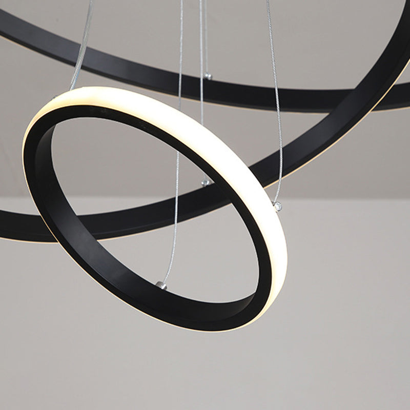 Metal Ring Pendant Lighting Modern Style Multi Lights Chandelier Light Fixtures