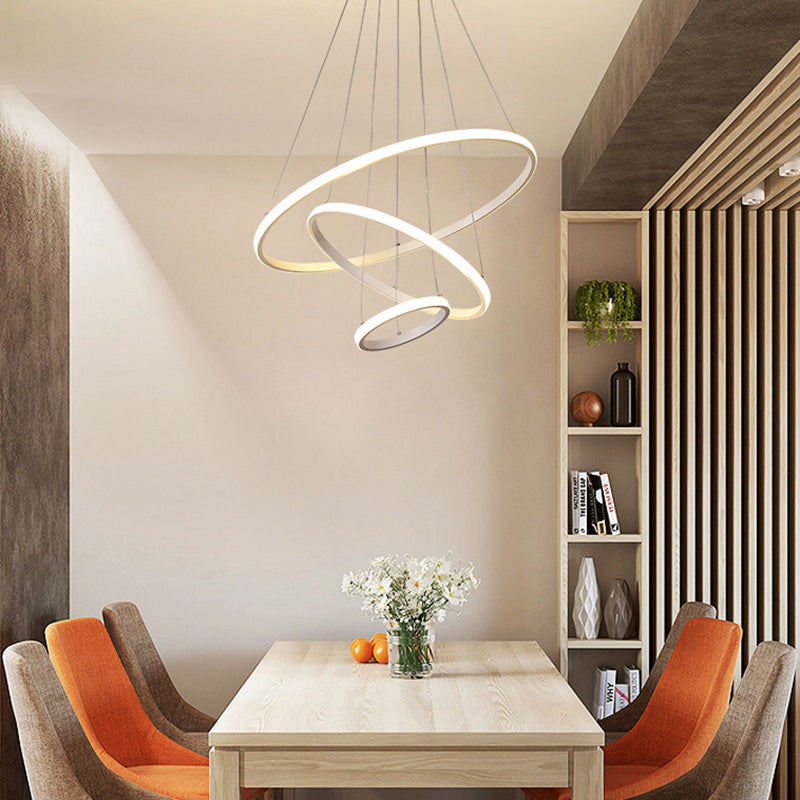 Metal Ring Pendant Lighting Modern Style Multi Lights Chandelier Light Fixtures