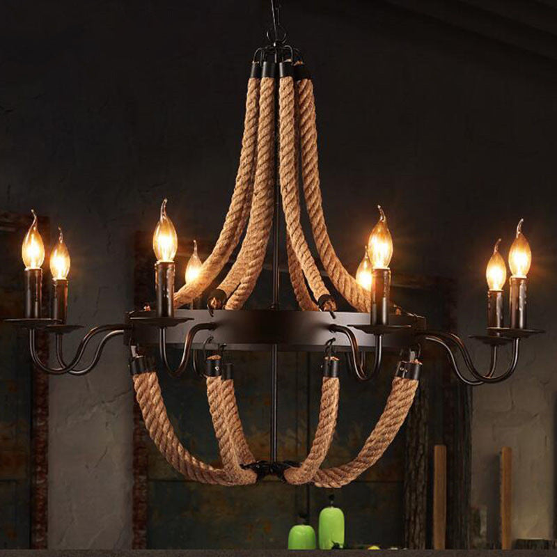 Circular Metal Ring Industrial Chandelier Lighting Fixtures Multi Lights Pendant Lamp Light