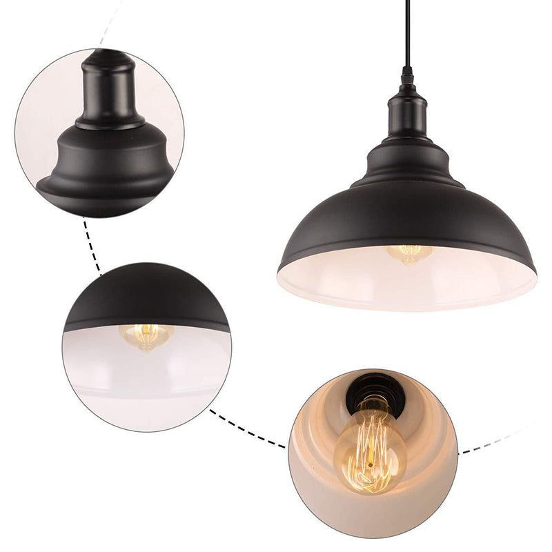 Dome Shade Black Hanging Lamp Industrial 1-Light Metal Hanging Light Fixture