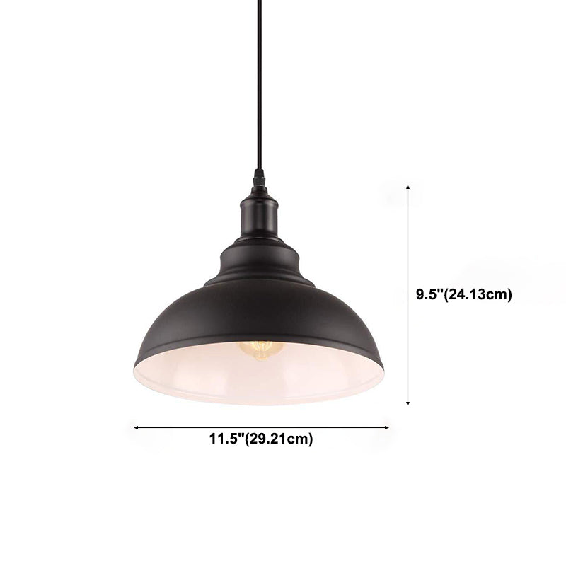 Dome Shade Black Hanging Lamp Industrial 1-Light Metal Hanging Lightture