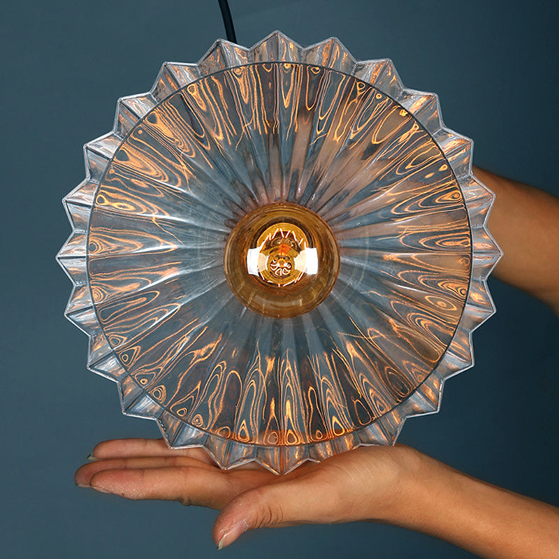 Industrielle Vintage einzelne hängende leichte schmiedeeisere überbärte hängende Lampe mit Glasschatten