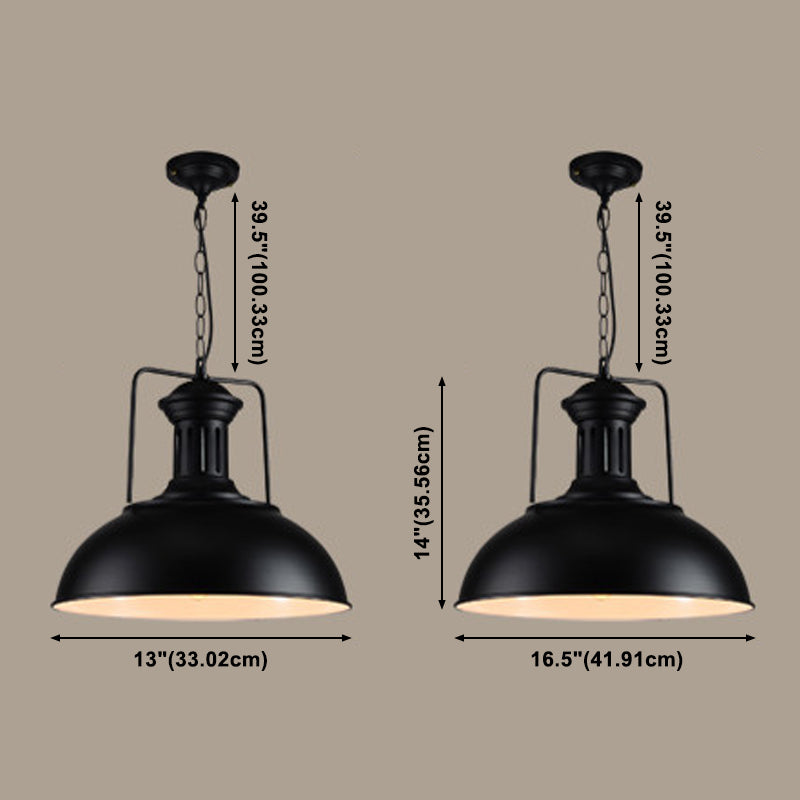 1-Light Industrial Hanging Ceiling Lights Metal Dome Pendant Light Fixtures