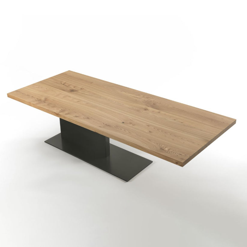 Modern Solid Wood Kitchen Dining Table Rectangle Standard Dining Table with Pedestal Base