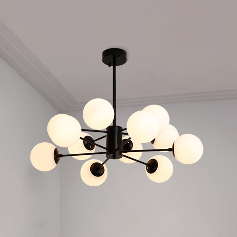 Milk Glass Black Ceiling Pendant Chandelier Globe Industrial Multi Lights Chandelier Lights