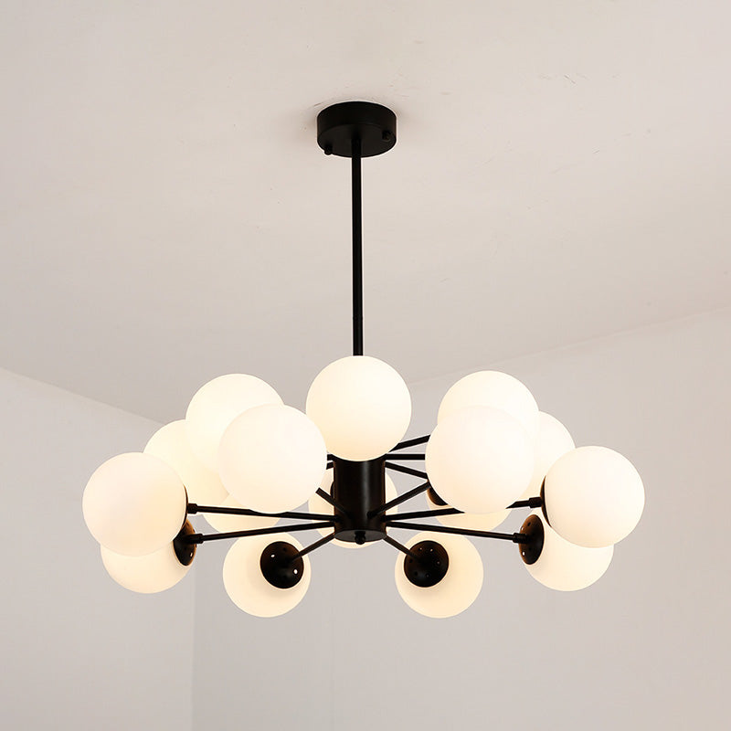 Milk Glass Black Ceiling Pendant Chandelier Globe Industrial Multi Lights Chandelier Lights