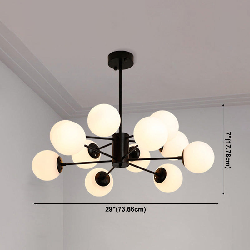 Milk Glass Black Ceiling Pendant Chandelier Globe Industrial Multi Lights Chandelier Lights