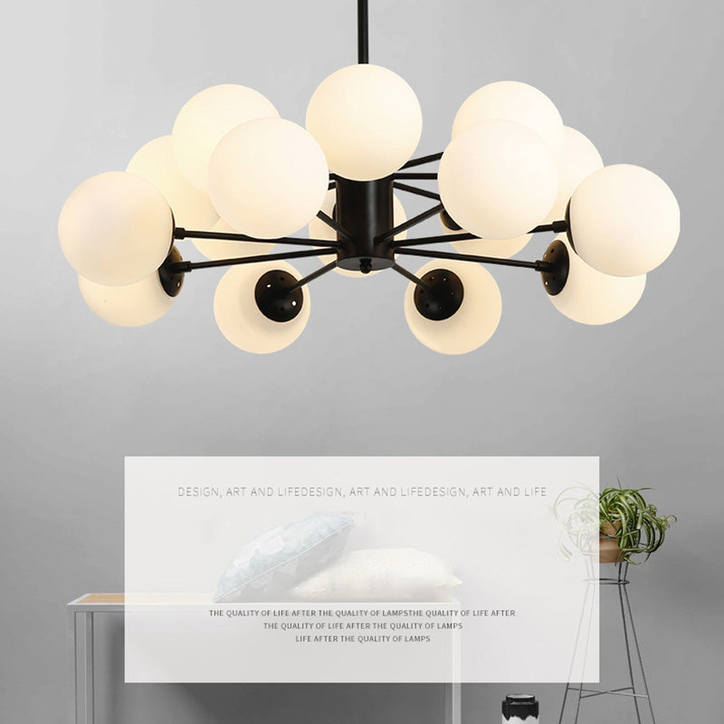 Milk Glass Black Ceiling Pendant Chandelier Globe Industrial Multi Lights Chandelier Lights