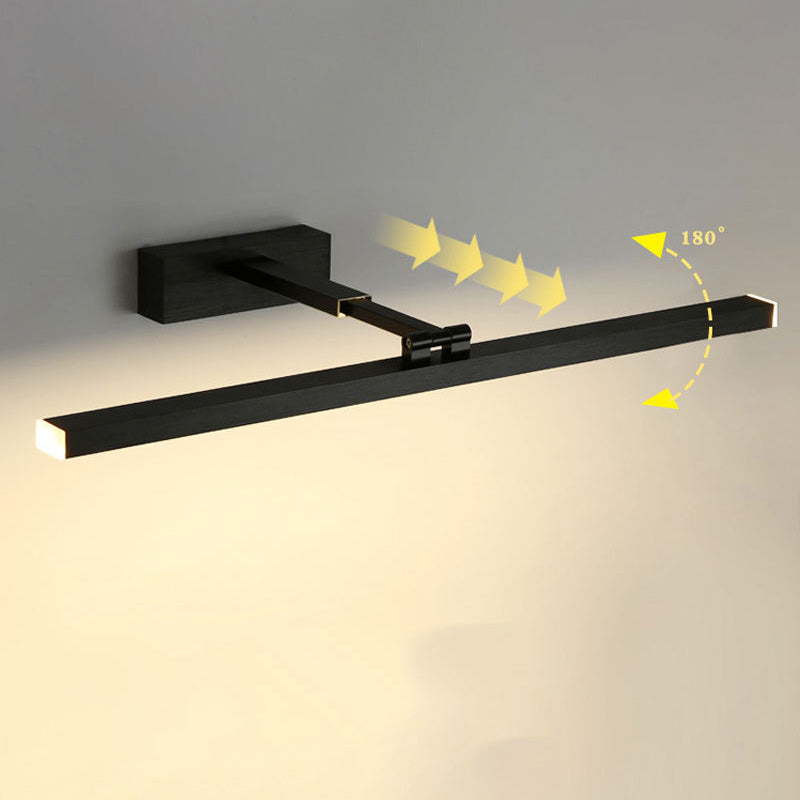 Metal Shade Linear Swing Arm Lights Medro de pared Moderna 1 Cabeza de montaje en la pared en negro