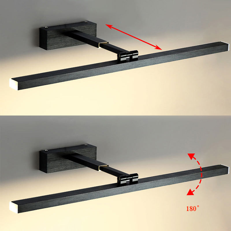 Metal Shade Linear Swing Arm Lights Medro de pared Moderna 1 Cabeza de montaje en la pared en negro