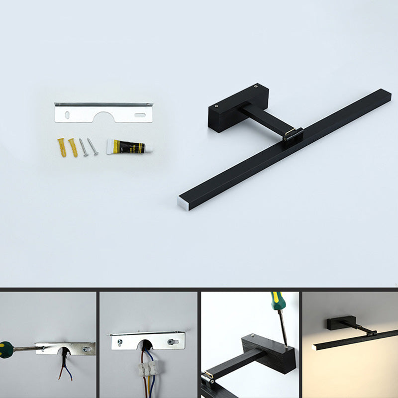 Metal Shade Linear Swing Arm Lights Medro de pared Moderna 1 Cabeza de montaje en la pared en negro