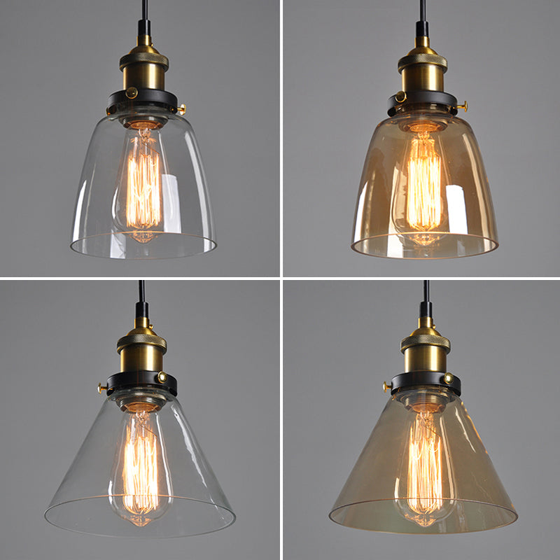 Cone Pendant Lighting Industrial Ceiling Lights Glass 1 Light Hanging Lights