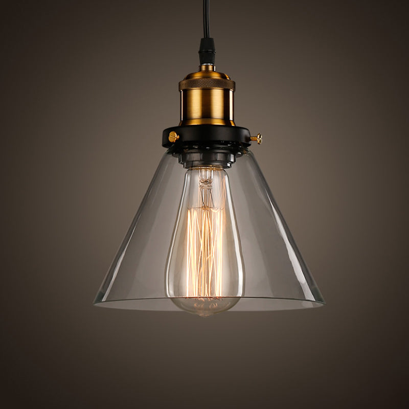 Cone Pendant Lighting Industrial Ceiling Lights Glass 1 Light Hanging Lights