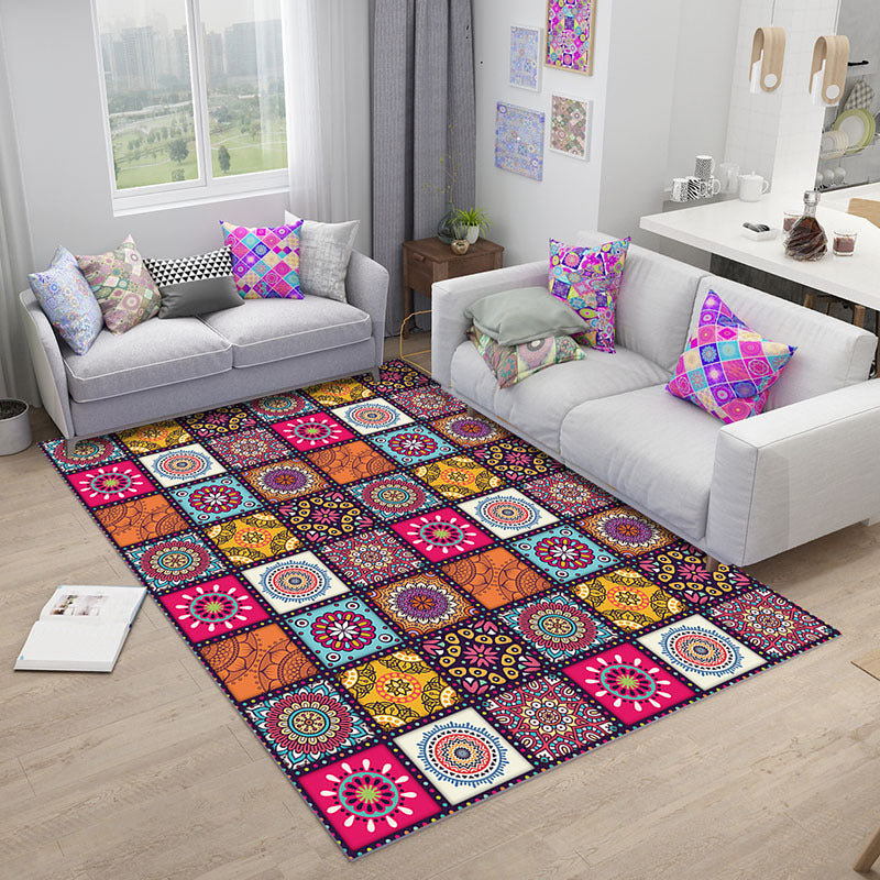 Colorful Florentine Tile Rug Distinctive Moroccan Rug Non-Slip Backing Carpet for Home Decoration